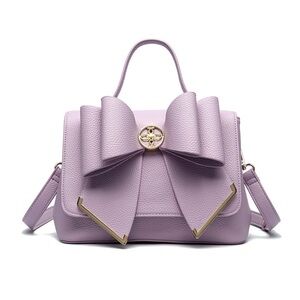 Crossi Elegant Lavender Handbag with Bow Accent